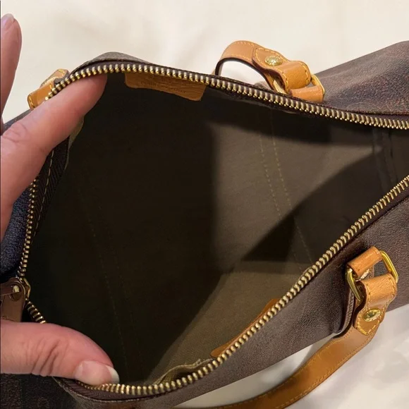Etro Dark Brown Barrel Duffel with Tan Leather Trim